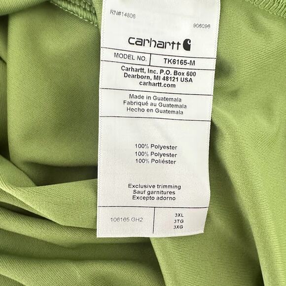 Carhartt Hoodie Performance Force Sun Defender Shirt 3XL Green UPF Relaxed Fit - Picture 11 of 12